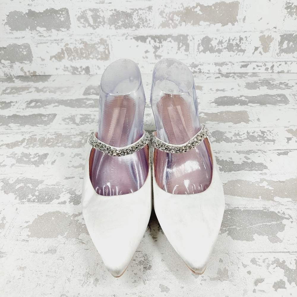 Naturalizer Pnina Tornai Liefde Mules in White Satin Crystal - Picture 3 of 15